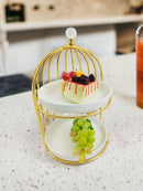 TREND HOME BIRD  Présentoir à 2 étages avec support doré