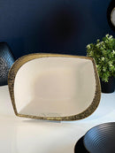 TREND HOME LEAF Assiette de service en porcelaine blanc/doré 25 cm