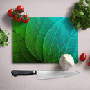 BELLART -  Feuilles vertes - Planche à découper en verre à impression UV 35x25 cm - Yesil Yapraklar - UV Baski Cam Kesme Tahtasi