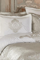 KARACA HOME ELDORA Linge de lit complet 10 pièces avec couvre-lit Argenté - Bella-Home: art de la table, verrerie, trousseau de mariée, décoration